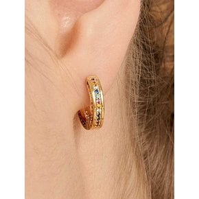 [Ie378_1]Rainbow Stone Silver Earring