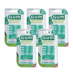 GUM 검 치과 부드러운 일회용 치간칫솔 소프트픽 민트 컴포트플렉스(40p) 5개