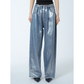 턱 와이드 포일 데님_TUCK WIDE FOIL DENIM BLUE