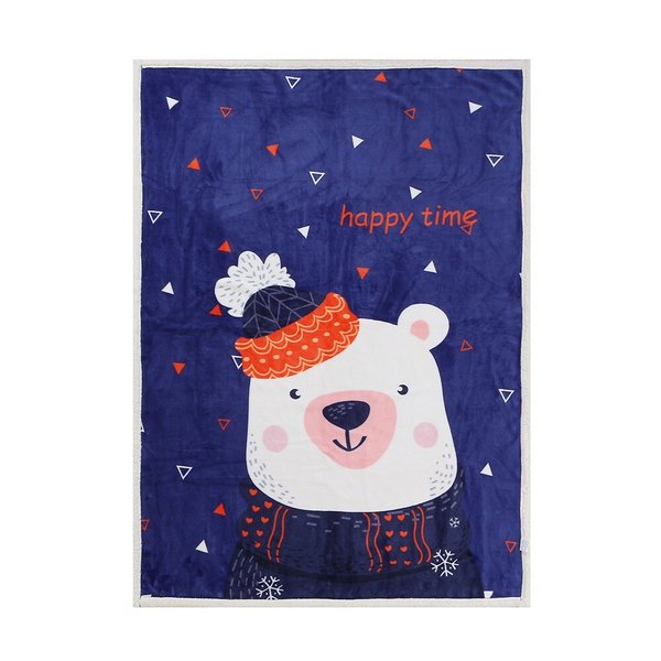 버디 북극곰 양털패턴 극세사 담요(100x140cm)