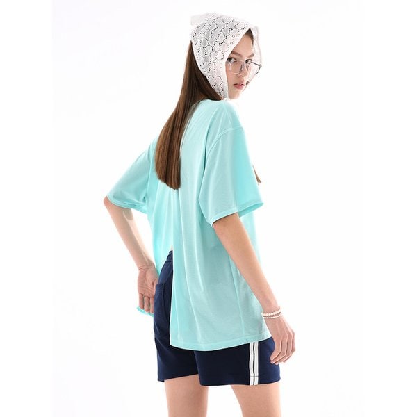미니비비 메쉬 커버업 오버핏 반팔티셔츠 (Sky Blue)