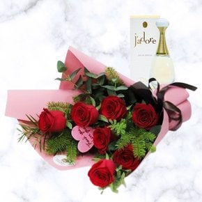 하트로즈 꽃다발+디올 쟈도르 오드퍼퓸 향수 발렌타인데이 화이트데이 생일 프로포즈 로즈데이 꽃배달