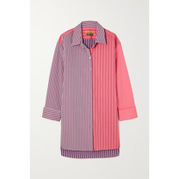Rem`ade 스트라이프 코튼 혼방 포플린 셔츠 핑크 1647597295781374