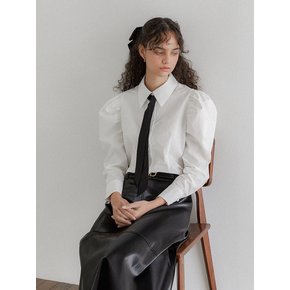 Mutton sleeve Black tie blouse