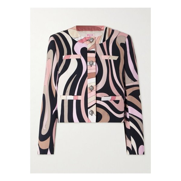 프린트 코튼 혼방 개버딘 재킷 핑크 46376663162862187