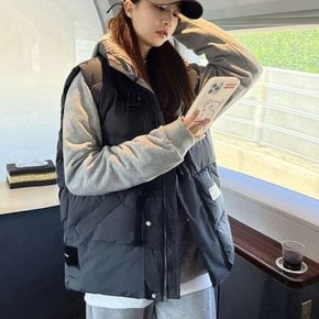 여성 패치버클 캐주얼 패딩 조끼