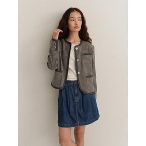 Reverie Check Tweed Jacket (CadetBlue)