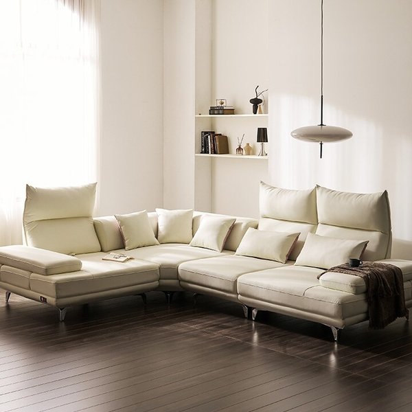 안목 휘윤 헤드 조절 스윙 가죽 6인용 코너형 소파 [착불]