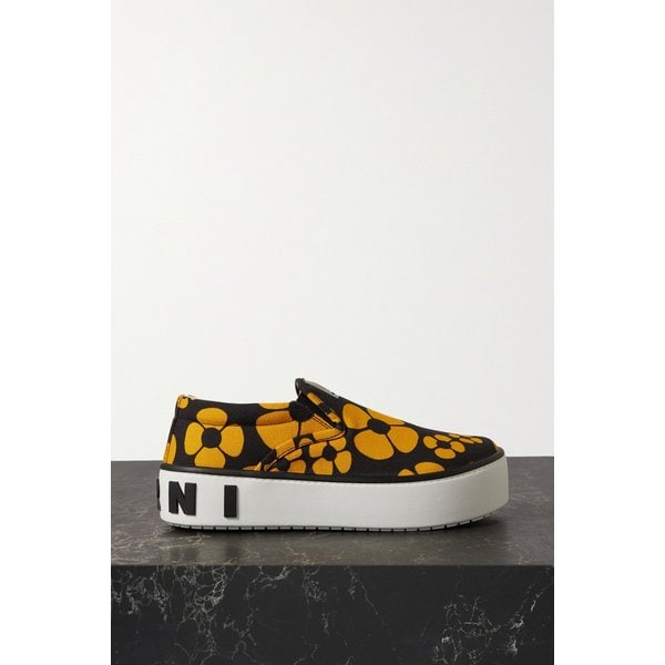 카하트 윕 자수 플로럴 프린트 코튼 캔버스 슬립온 스니커즈 옐로 42247633209183883