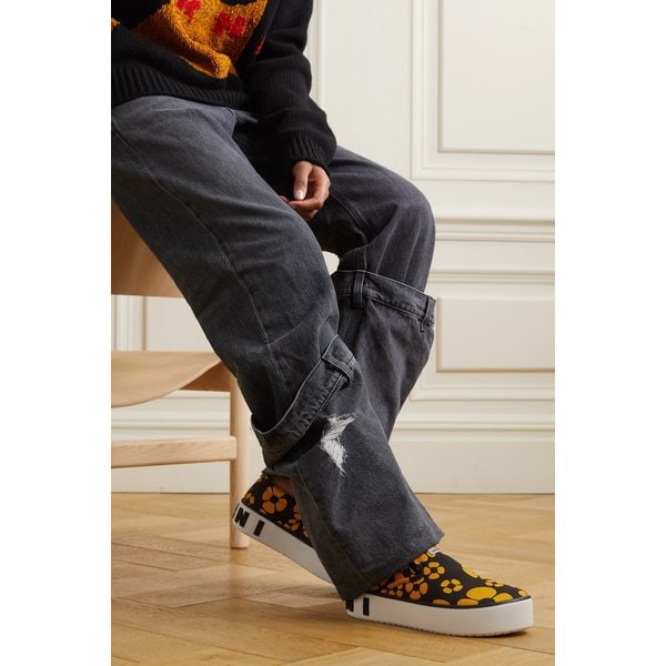 카하트 윕 자수 플로럴 프린트 코튼 캔버스 슬립온 스니커즈 옐로 42247633209183883