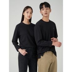 남녀공용 인터록 라운드 긴팔 티셔츠  블랙(BC3741E025)