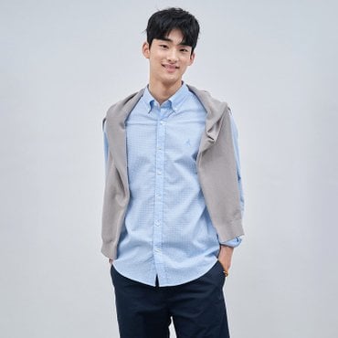 빈폴 강연 시어서커 솔리드 셔츠 - 스카이 블루 (BC4464O41Q)
