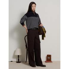 스트라이프 쿼터집 니트  블루 BF6X51C11P