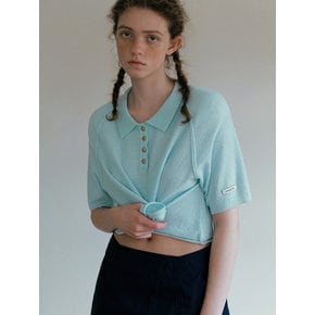 vintage shoulder knit_aqua blue