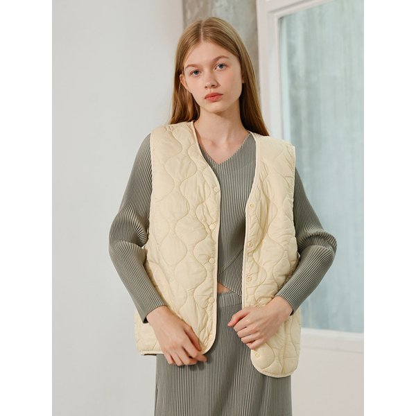 퀼팅 브이넥 베스트_아이보리
