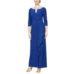 4839211 Alex Evenings Long A-Line Dress w/ Embellished Keyhole Cutout Neckline  Cascade De