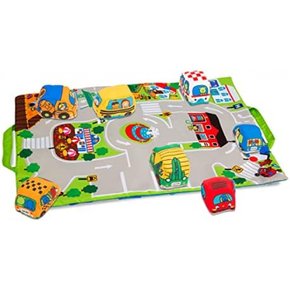 Melissa & Doug Town 플레이 Mat 19.25x14.25 Inch Baby Vehicle Set