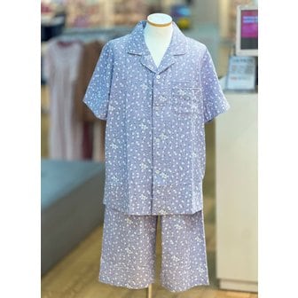 비비안 [파주점] 면혼방 플라워 나염 남성 반팔  파자마 세트 MP6034B