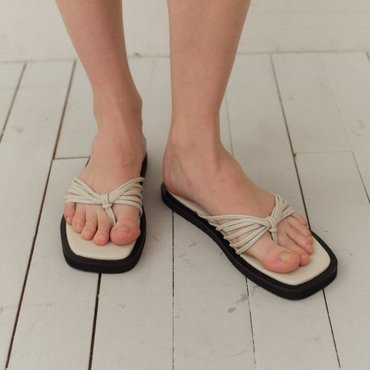 로서울 Tie flip flops Ivory