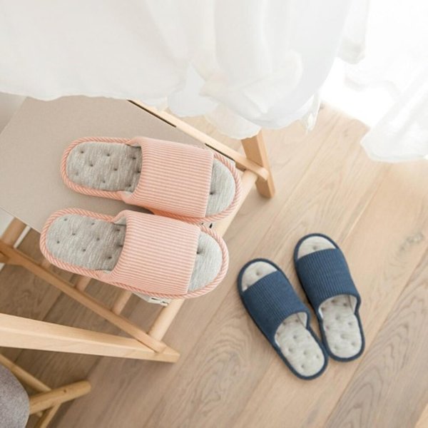 [옷자락] 여자 데일리 발편한 푹신 스트라이프 층간소음 실내화