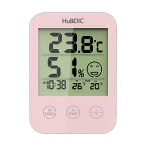 휴비딕 털 시계 온습도계 온도 측정 HT-3 핑크
