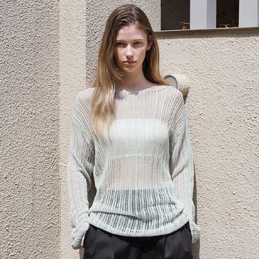 나인(Atelier Nain) [25S/S](택가:85,000원)아이스 린넨 네트 커버업 니트(T-7062)