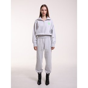 Logo embroided jogger pants in melange grey