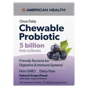 [해외직구] 아메리칸헬스 매일 씹어먹는 50억 유산균 포도맛 30츄어블 2팩 American Health American Health Once Daily Chewable Probiotic Na