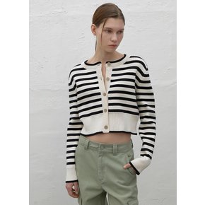 (CD-2100)ROAN STRIPE BASIC KNIT CARDIGAN