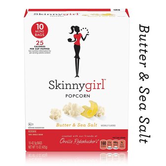  [해외직구] Skinnygirl  오빌레덴바허  스키니걸  버터  &  바다  소금  전자레인지  팝콘  미니  백  425g  12  캡슐