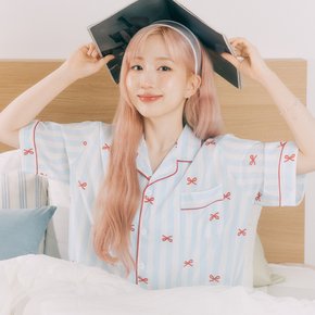 [해원 PICK]실크핏 보니 반팔 카라 잠옷 세트