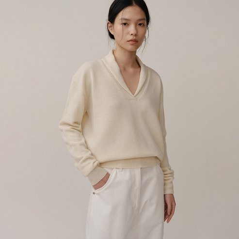 킨더살몬 Shawl Collar Pullover Cream