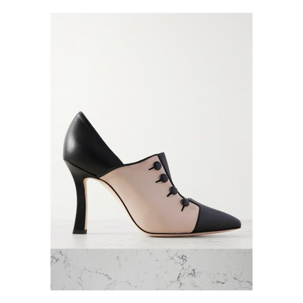 시시감비스 버튼 장식 투톤 가죽 펌프스 105mm 베이지 1647597360419407