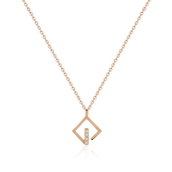 [비앤비골드] 14K 미니사각 화이트큐빅 체인 목걸이 MNN38599