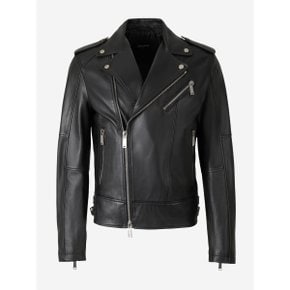 Leather Biker Jacket Mens Jacket S74AM1329SY1491 One Color