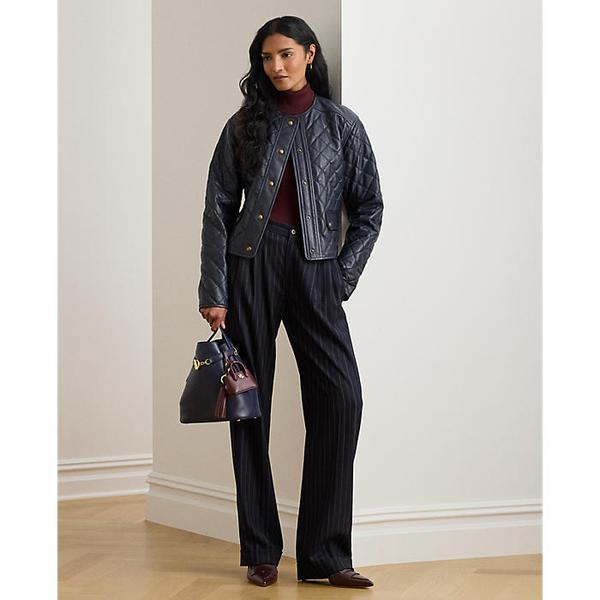 스트라이프 플리츠 울 블렌드 트윌 팬츠(WMLRPNTSBV20326410)