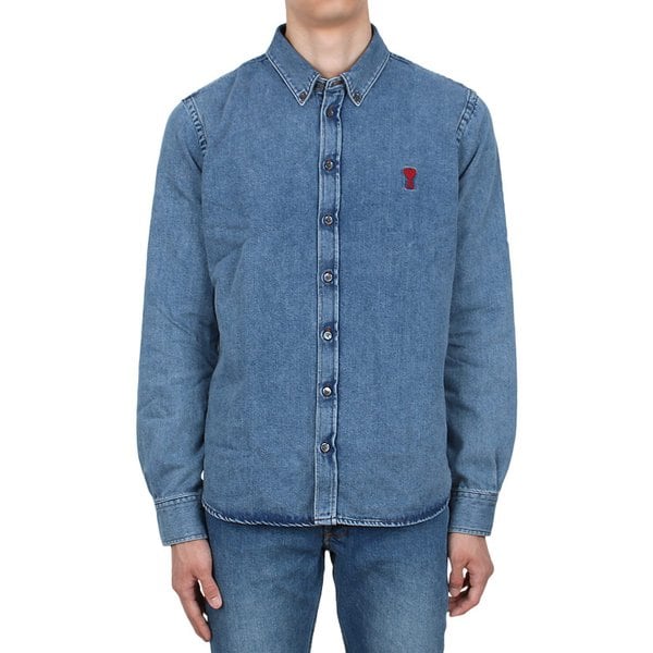 [시흥점] 25FW 하트로고 자수 데님 셔츠 (USH063 056 480)