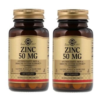 솔가 아연 zinc 징크 50mg 100정 X 2통