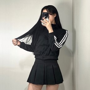 스포티 라인 져지 트레이닝 트랙 집업 숏 점퍼 Y2K 세미 크롭 탑 하이넥 여자 여성 아우터