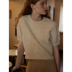 Cable Half Sleeve Wool Knit_2color