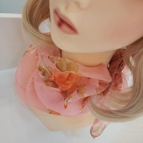 [룽스_66]미니 쁘띠 목수건 데일리 핑크 쉬폰 스카프 (50327020)