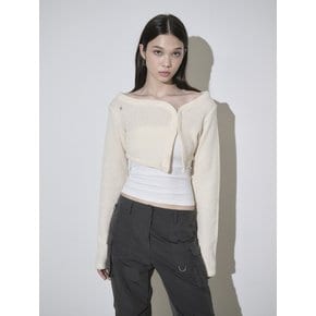 SIDE BUTTON  CROP CARDIGAN [IVORY]