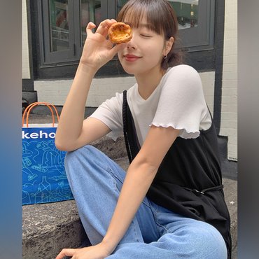 핫핑 포리너 와플지 소매러플 반팔티셔츠(44~110) P000CMBJ1
