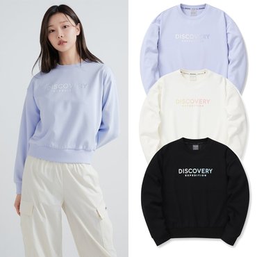 디스커버리 [24S/S] 디스커버리 DWMT41041 여성  우먼스 세미 크롭 맨투맨 티셔츠 긴팔티 쭉티