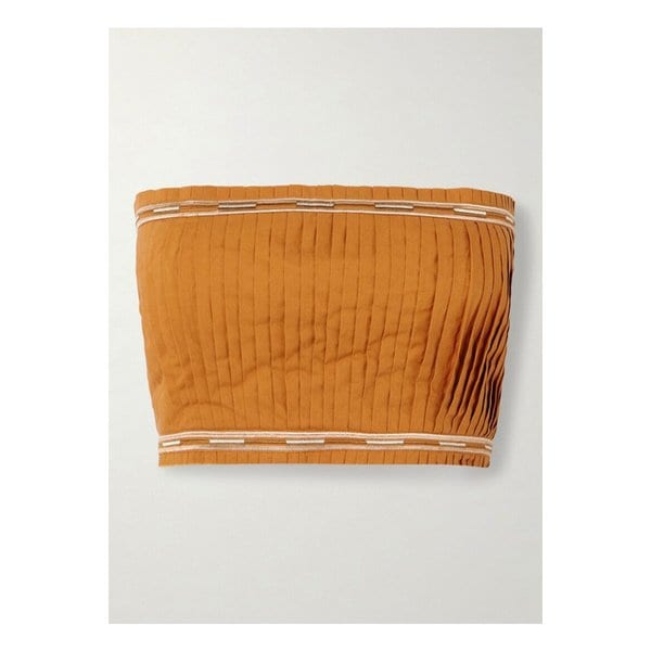 엠포리오 시레누세 플라비아 스트랩리스 크롭 자수 코튼 탑 오렌지 46376663162856204