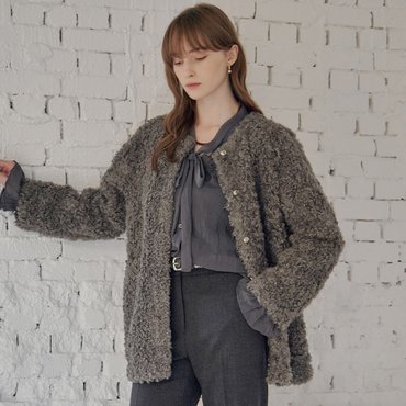 마쟈 라운드넥 소프트 헤어리 부클 자켓 ZD12QJ004NH