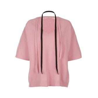 마레디마리 String Point V Neck Knit Top Pink