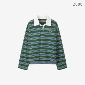 배색카라 오버핏 스트라이프 티셔츠 GN_V261PSM905