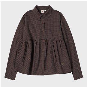 W CHESS COTTON BLOUSE [OLIVE GREEN]