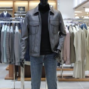 homme 23FW Vegan leather 트러커 점퍼 실버그레이